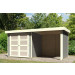  Karibu | Tuinhuis Mühlendorf 2 met Overkapping 2,4, Zij en Achterwand | Terragrijs 211451-01